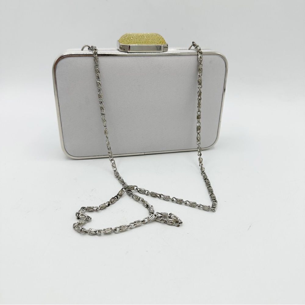 Lulu Townsend Designer Minaudiere Handbag Coin Purse Rhinestone Silver Clutch